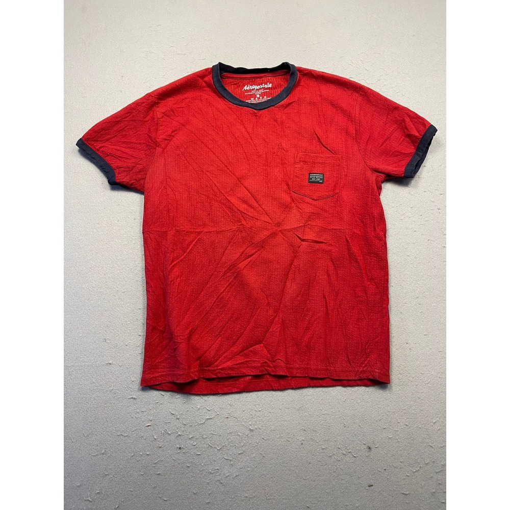 Aeropostale Ringer Tee Cotton Blend Red Large Mens
